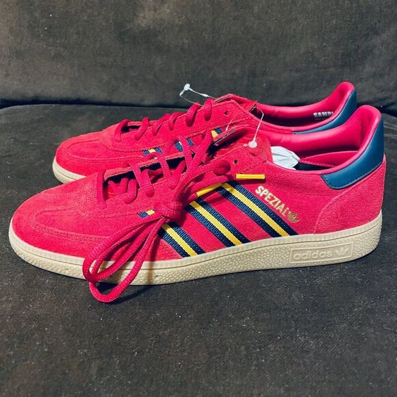 Rare Sample Tag Adidas Handball Spezial Red Blue Yellow 9 US 8.5 UK 42 2/3 EU - Picture 3 of 10